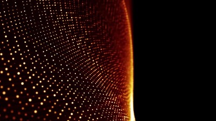 Poster - abstract gold glitter spiral tunnel. dots concstruciton. camera rotates and moves forward towards th