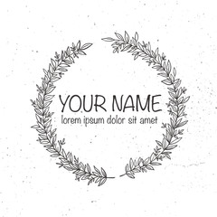 Vector hand drawn wreath logo template