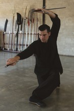 Kung Fu Fighter Practicing Martial Arts
