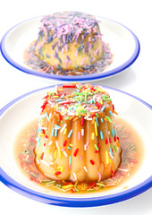 Wall Mural - homemade egg flan decorated with colors