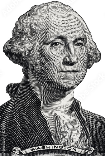 George Washington Portrait On One Dollar Bill Macro Isolated
