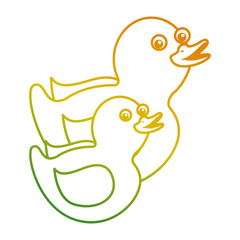 Sticker - two plastic ducks toy for childs vector illustration