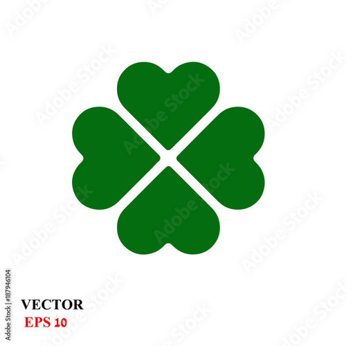 Fotomural Four leaf clover isolated on white, vector illustration for St