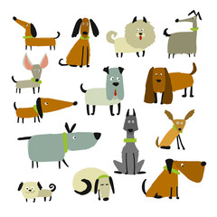 Fototapete - Funny dogs collection, sketch for your design