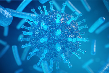 Wall Mural - viral hepatitis infection causing chronic liver disease, hepatitis viruses. 3d illustration