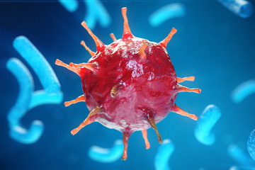 Wall Mural - viral hepatitis infection causing chronic liver disease, hepatitis viruses. 3d illustration