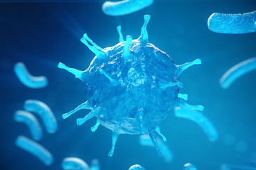 Wall Mural - viral hepatitis infection causing chronic liver disease, hepatitis viruses. 3d illustration
