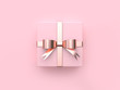 3d rendering pink gift box metallic bow-ribbon valentine concept