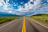 Fototapeta  - Empty open highway in Wyoming