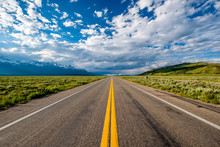 Empty Open Highway In Wyoming