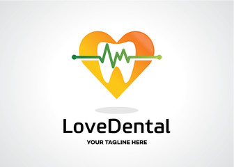 Poster - Love Dental Logo Template Design Vector, Emblem, Design Concept, Creative Symbol, Icon