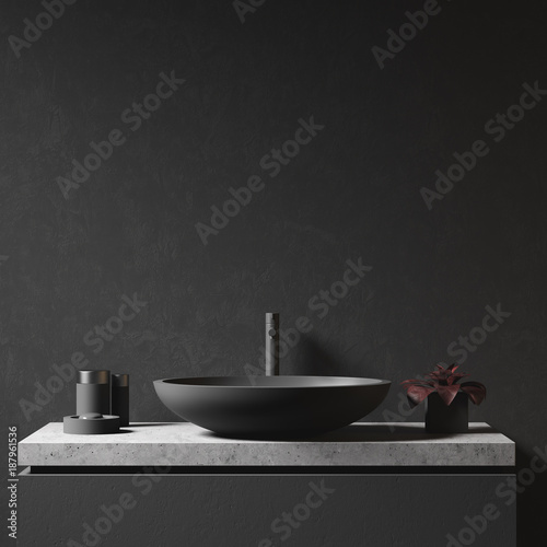 Fotografía  Black wall and bathroom sink