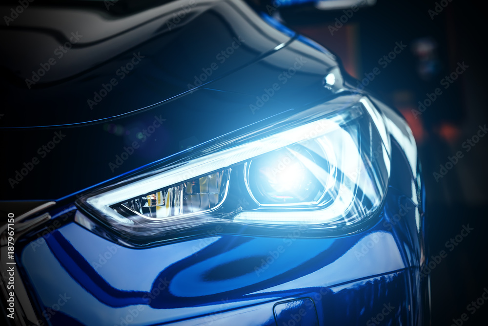 Modern car xenon lamp headlight - obrazy, fototapety, plakaty 