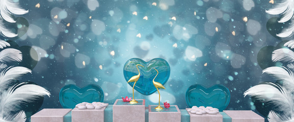 Blue love Valentine's day empty greeting card