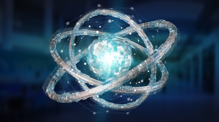 Futuristic torus technology textured object 3D rendering