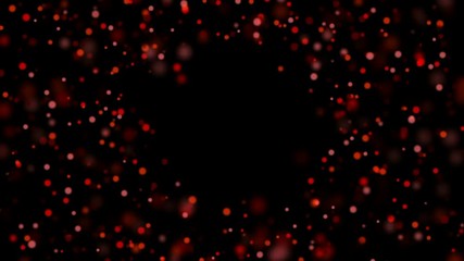 Wall Mural - Abstract background with red shining bokeh sparkles. Smooth animation looped. With a central place for your logo\text. Abstract red bokeh particles seamless loop