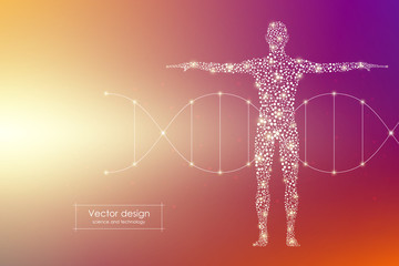 vector human body with molecules dna. medicine, science and technology concept.