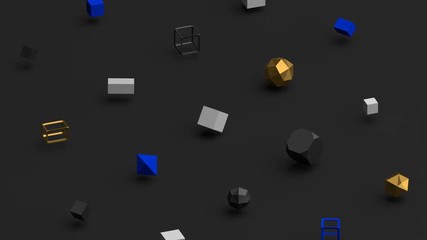 Poster - Abstract 3d rendering of geometric shapes. Computer generated loop animation. Modern background, seamless motion design for poster, cover, branding, banner, placard. 4k UHD