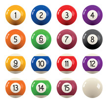 Vector Collection Of Billiard Pool  Balls With Numbers