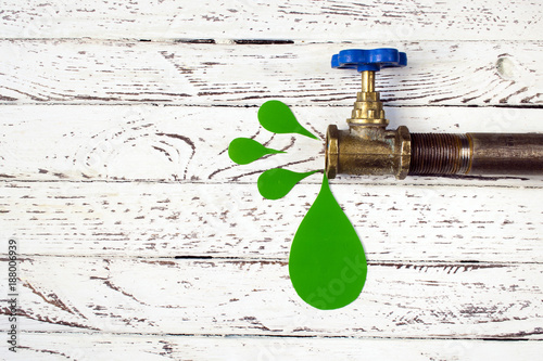Fotografía Current tap water. The concept of water saving