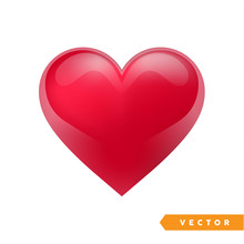 Realistic Red Valentine Heart. Vector Illustration