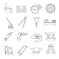 Wall Mural - Metal working icons set, flat style