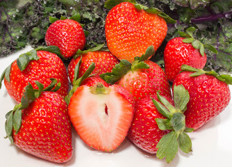 Strawberry Slice and Kale Leaves 2