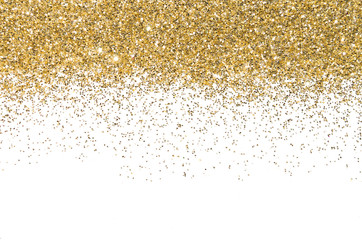 Wall Mural - Gold border Sequins Golden shine Powder. Glitter. Shining background.