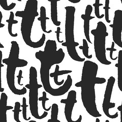 Poster - Vector Seamless Pattern with Calligraphy Letters T