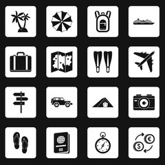 Poster - Travel icons set squares vector