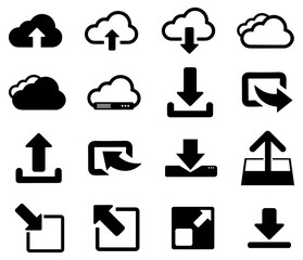 Black cloud download vector icon pack