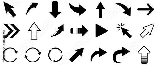 Fotografía Black arrow vector icon pack