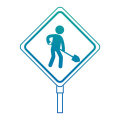 Wall Mural - construction traffic signal with worker