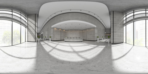 Sticker - Spherical 360 panorama projection Interior of reception 3D illustration