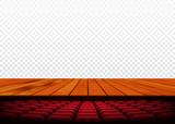 Fototapeta Tęcza - Theater or cinema stage with wooden floor and armchair. Vector