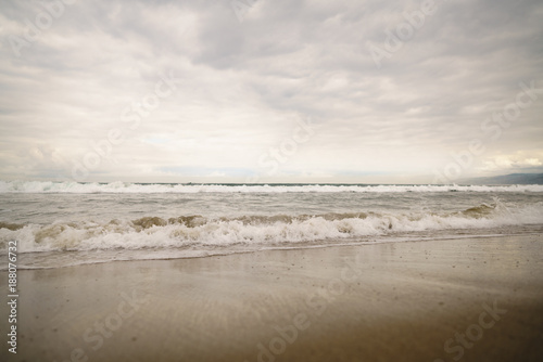 Ocean Waves On Santa Monica Beach In Cloudy November Day This Ocean Waves On Santa Monica Beach In Cloudy November Day
