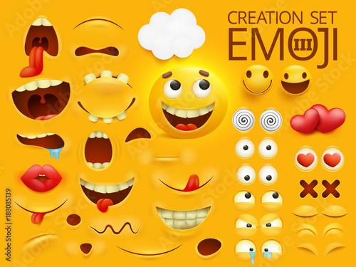 Cuadros en Lienzo Yellow smiley face emoji character for your scenes template