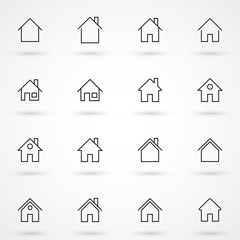 Wall Mural - Simple collection of home related line icons. Thin line vector set of signs for infographic, logo, app development and website design. Premium symbols isolated on a white background.