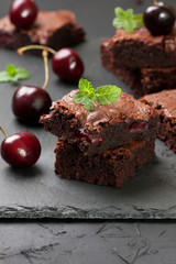 Canvas Print - brownies with cherries