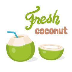 Wall Mural - Fresh coconut water drink