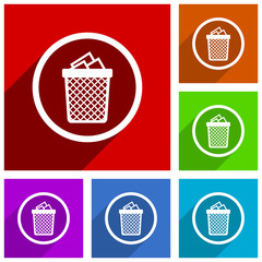 Poster - Trash can vector icons. Flat design colorful illustrations for web designers and mobile applications in eps 10