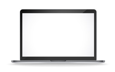 Poster - Modern laptop vector mockup isolated on white background. White screen