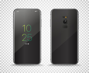 Aufkleber - Modern frameless smartphone isolated on transparent background. Vector flat design elements