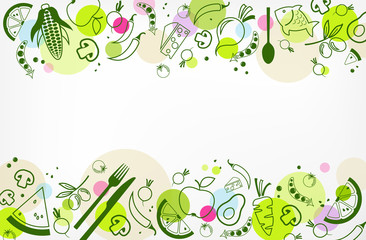 Wall Mural - colourful & healthy food background - vector illustration