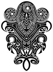 Wall Mural - black and white vector graphics. sacred geometry in maori style