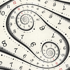 Wall Mural - abstract modern white surreal spiral clock fractal twisted watch unusual abstract texture background