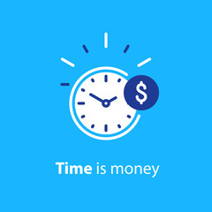 Financial concept, money investment, time is money line icon