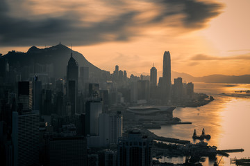 Wall Mural - Hong Kong City skyline at sunset