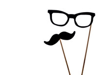 Photo Booth Props Glasses And Mustache Isolated On A White Background