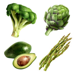 Canvas Print -  Set Of Vegetables In Realistic Style